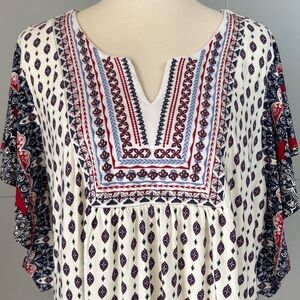 NWT One World Live and Let Live Women’s XXL Short Sleeve Tunic Top Boho Hippie